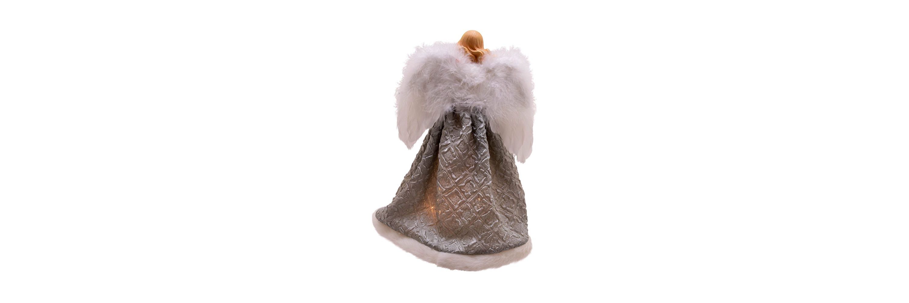 Kurt Adler UL 10-Light 14-Inch Silver and Gray Angel Treetop