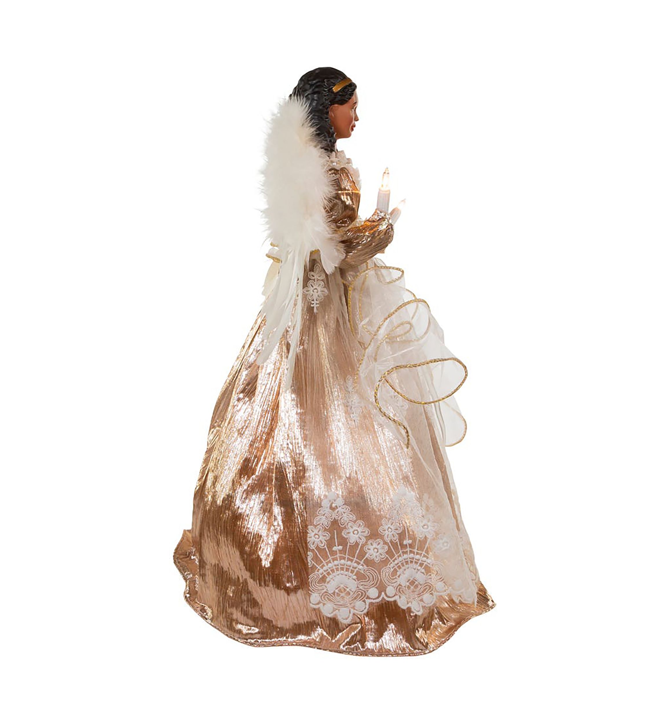 16-Inch White/Rose Gold Black Angel Tree Topper