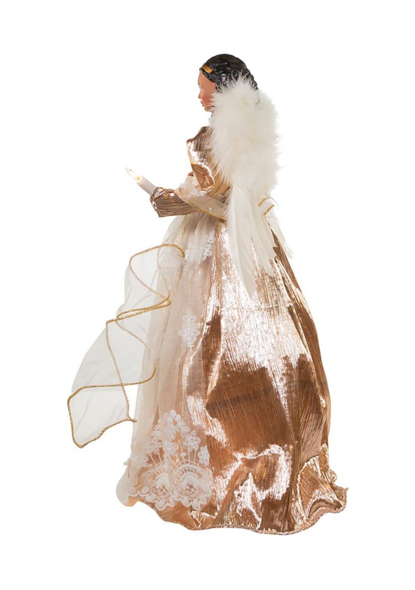 16-Inch White/Rose Gold Black Angel Tree Topper