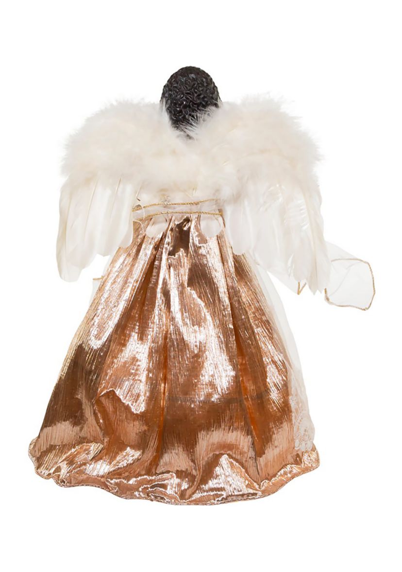 16-Inch White/Rose Gold Black Angel Tree Topper