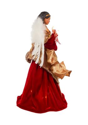 16-Inch Red/Gold Black Angel Tree Topper