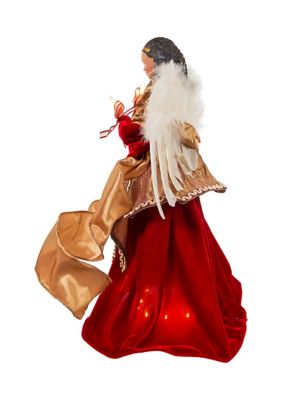 16-Inch Red/Gold Black Angel Tree Topper