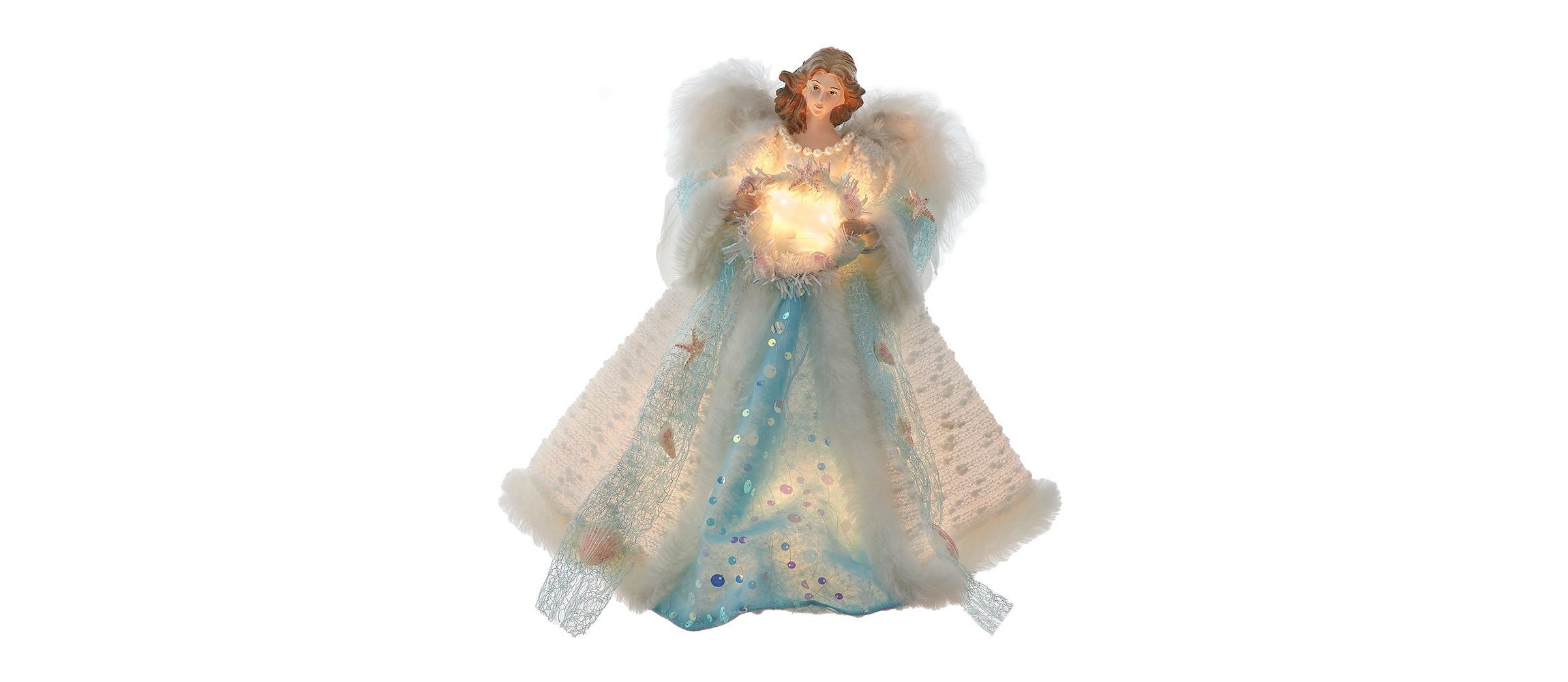 Kurt Adler 14-Inch UL 10-Light Coastal Beach Angel Tree Topper