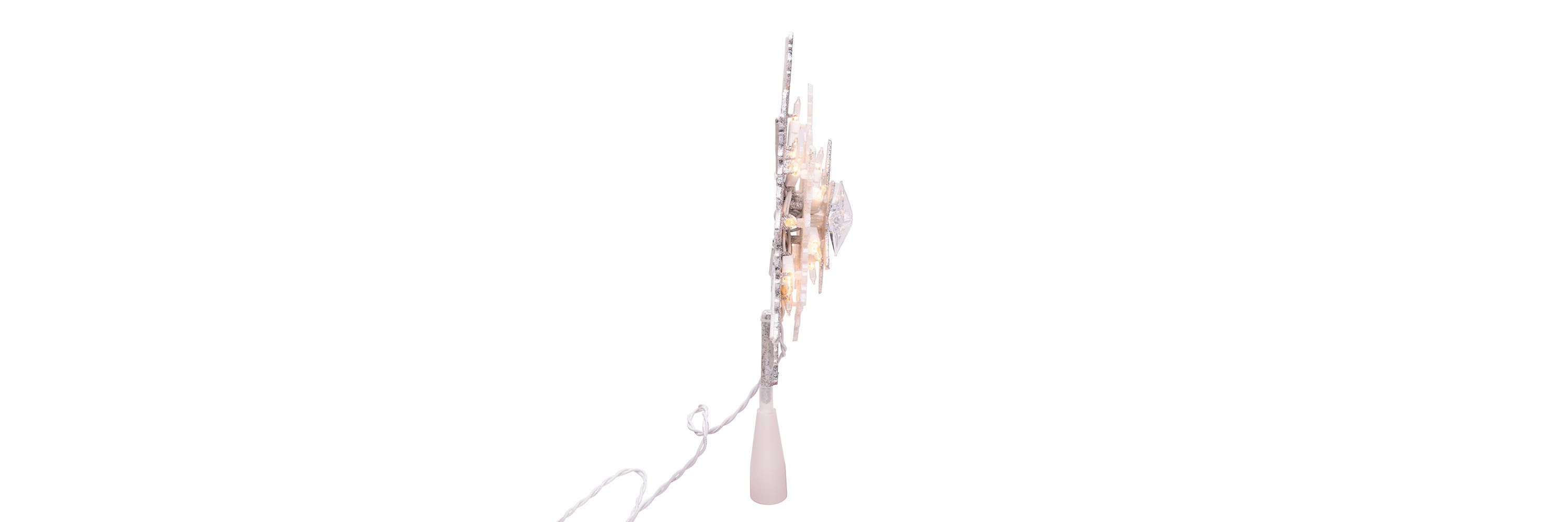 Kurt Adler 13.75-Inch UL 20-Light Silver and White Glittered Snowflake Tree Topper