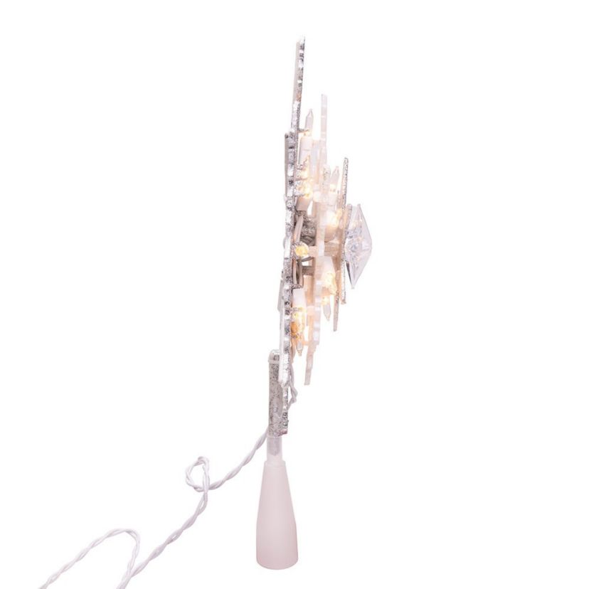 Kurt Adler 13.75-Inch UL 20-Light Silver and White Glittered Snowflake Tree Topper