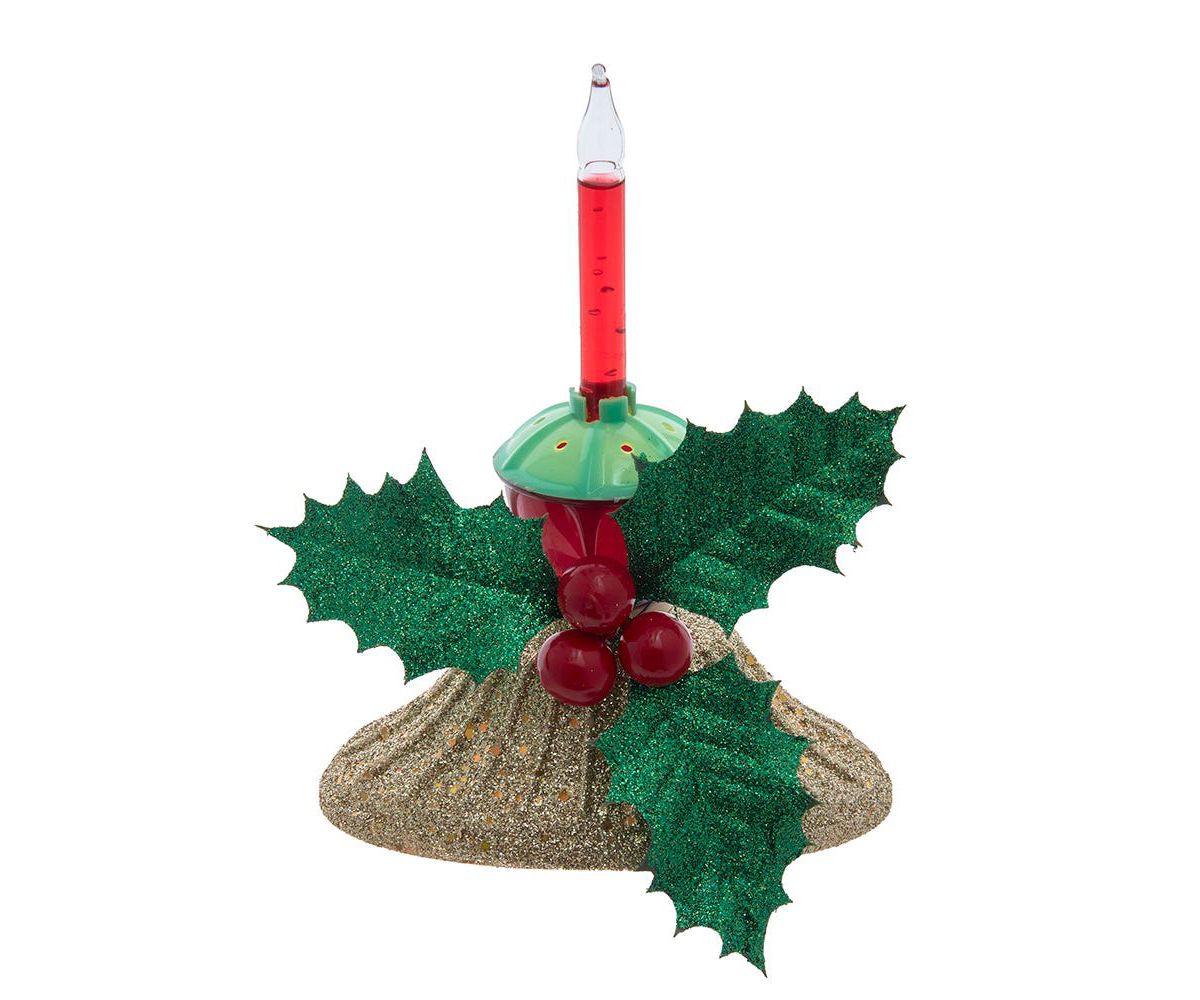 6.69-Inch Holly Berry and Greenery with Bubble Light
