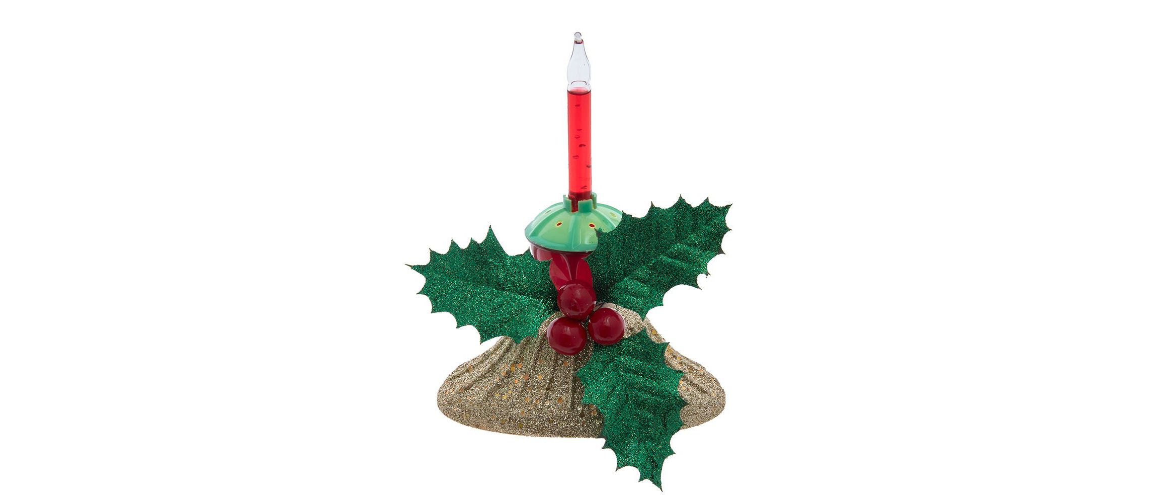 6.69-Inch Holly Berry and Greenery with Bubble Light