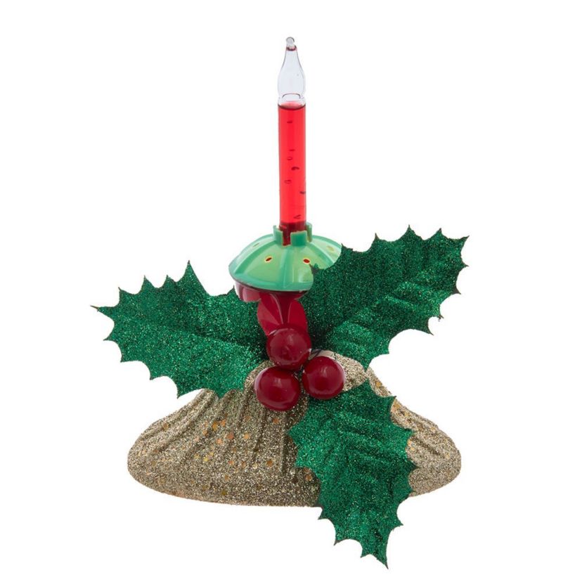 6.69-Inch Holly Berry and Greenery with Bubble Light