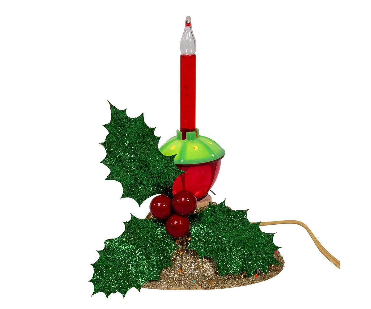 6.69-Inch Holly Berry and Greenery with Bubble Light