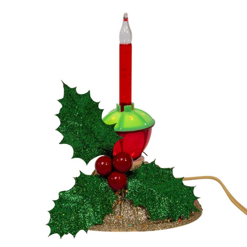 6.69-Inch Holly Berry and Greenery with Bubble Light
