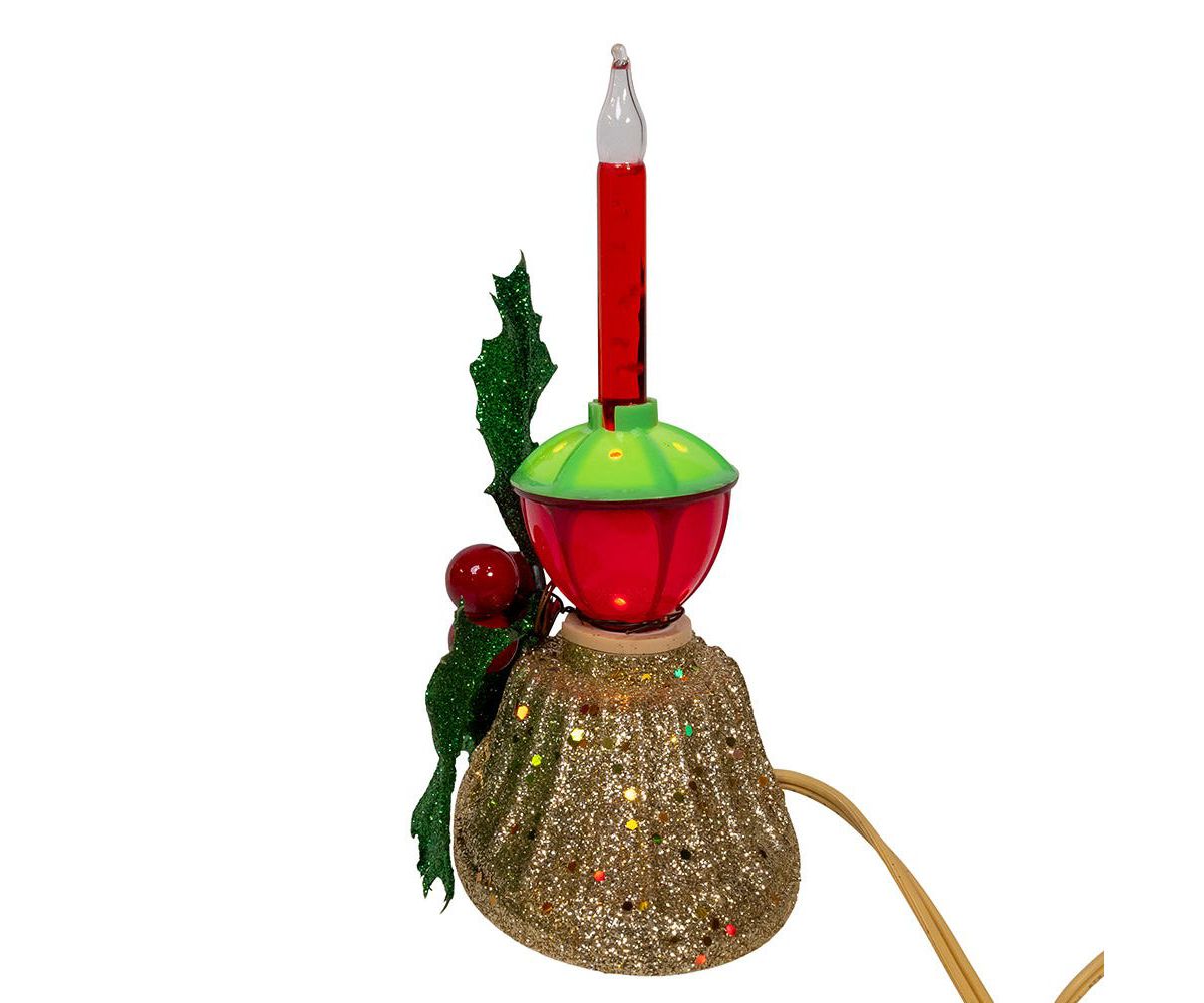 6.69-Inch Holly Berry and Greenery with Bubble Light