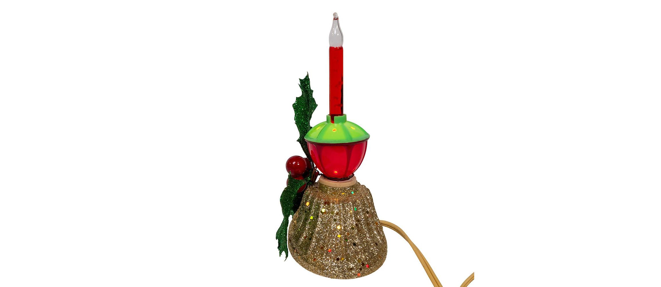 6.69-Inch Holly Berry and Greenery with Bubble Light