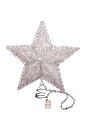 10-Light Snowfall 5-Point Silver Wire Star Treetop