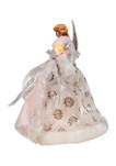 10-Inch UL 10-Light Silver and White Lighted Angel Tree Topper