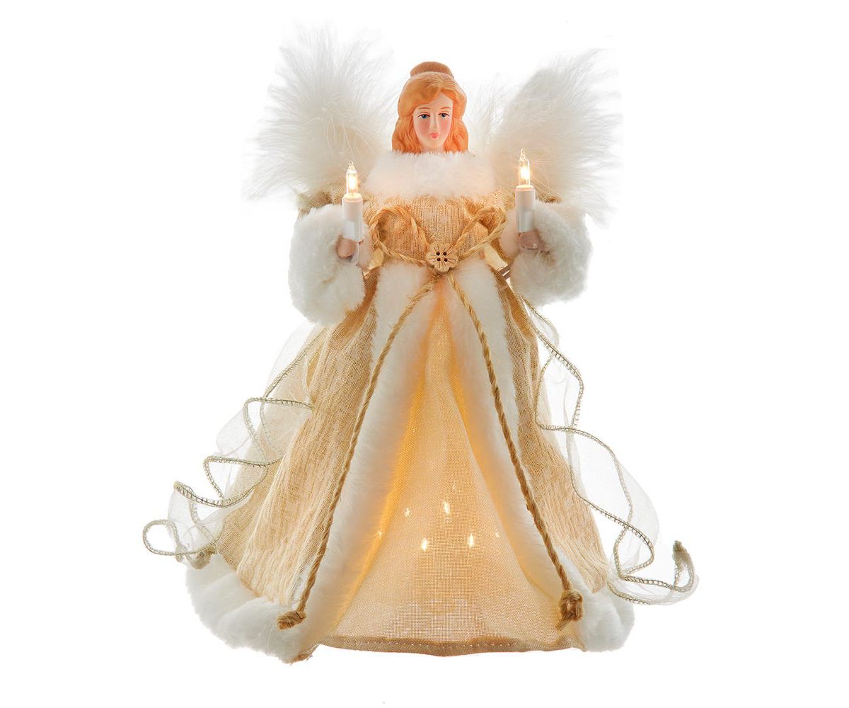Kurt Adler 10-Inch 10-Light Natural Angel Tree Topper