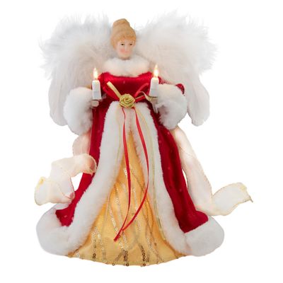 Kurt S. Adler 10Inch 10L Red and Gold Angel Tree Topper