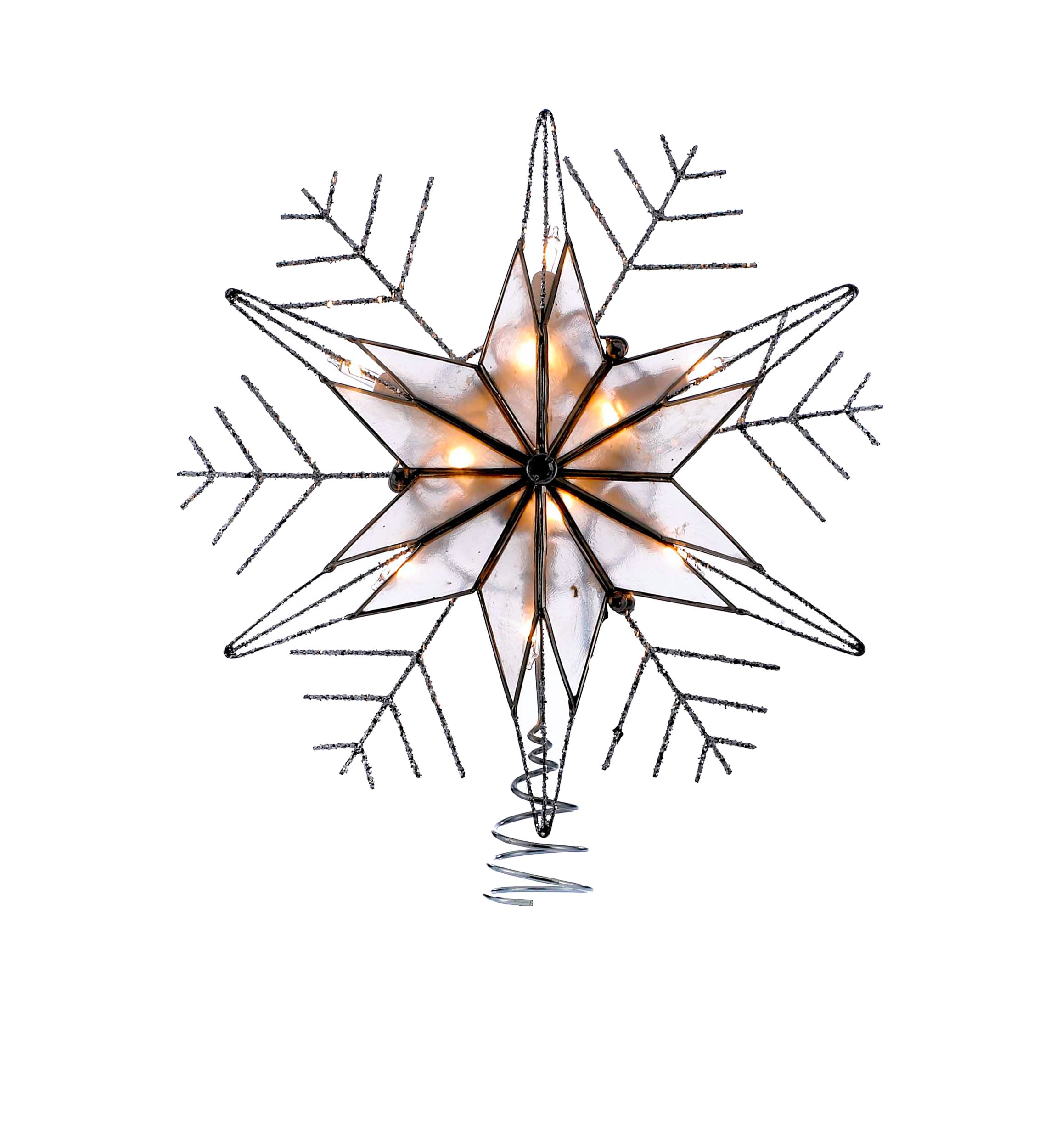 10 Light Silver Capiz Wire Snowflake Treetop