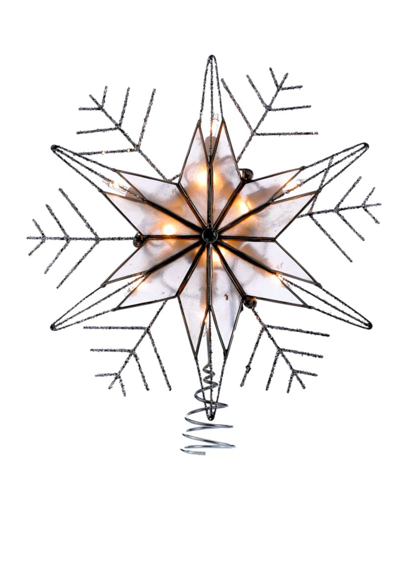 10 Light Silver Capiz Wire Snowflake Treetop