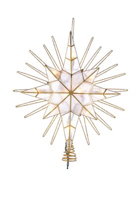 Kurt S. Adler 10-Light Gold Glitter Capiz Bethlehem Star Treetop