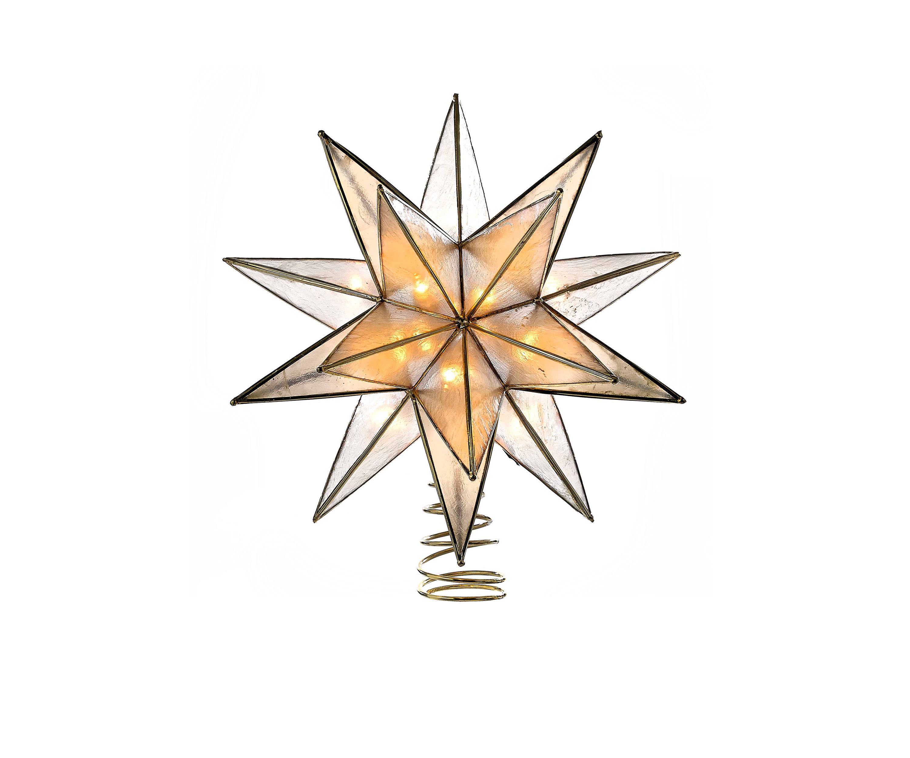 10-Light 15-Point Gold Sputnik Capiz Treetop