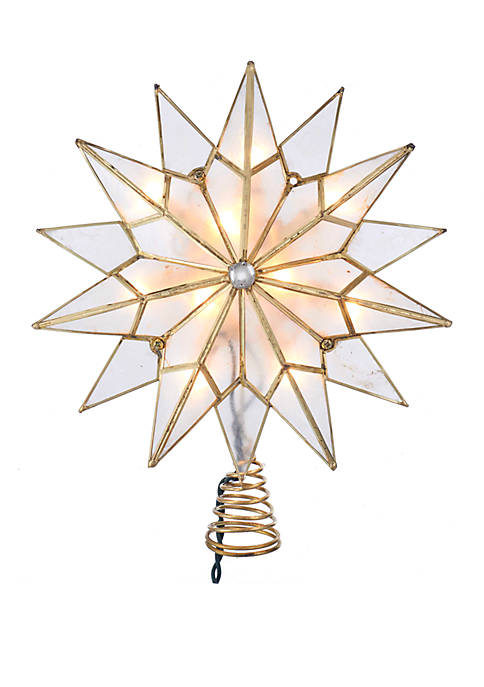 Capiz Double Tip Star With Center Gem Tree Topper