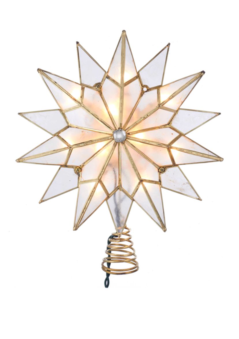 Capiz Double Tip Star With Center Gem Tree Topper