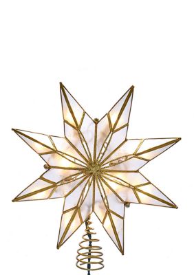 9-Inch 10-Light 8-Point Gold Capiz Star Treetop 