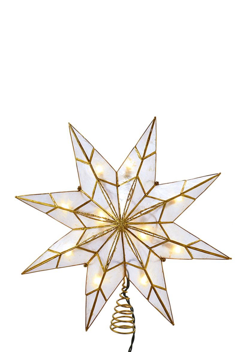 10-Light 8-Point Gold Capiz Star Treetop  