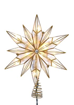 10-Light 12-Point Capiz Star and Center Gem Treetop 