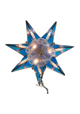 10-Light 7-Point Blue Capiz Star Treetop  