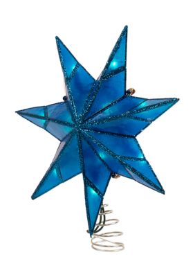 10-Light 7-Point Blue Capiz Star Treetop  