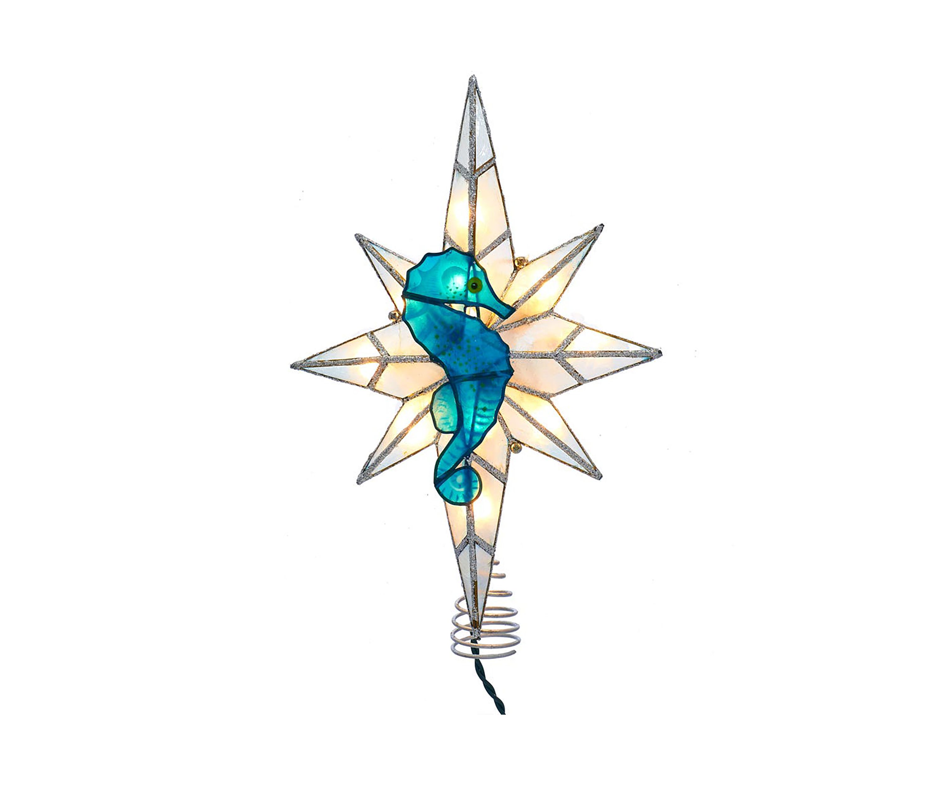  10-Light Capiz Bethlehem Star with Seahorse Treetop 
