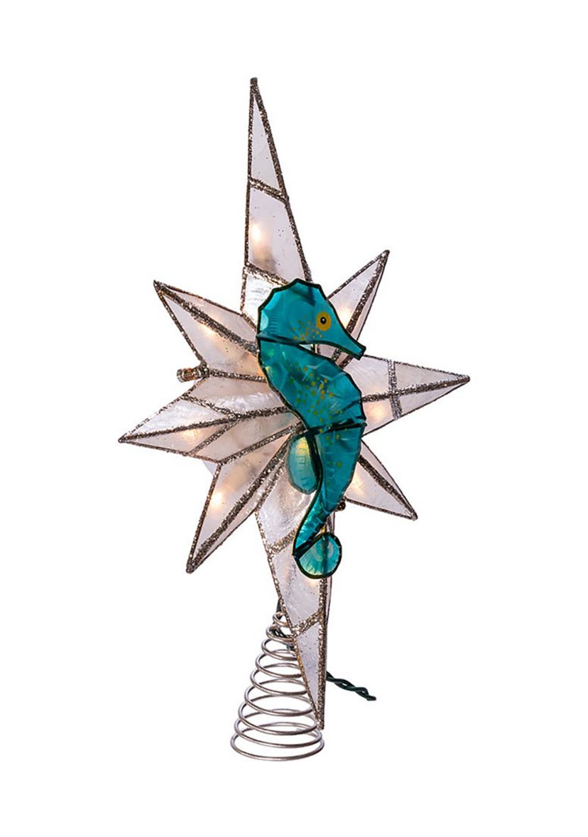  10-Light Capiz Bethlehem Star with Seahorse Treetop 