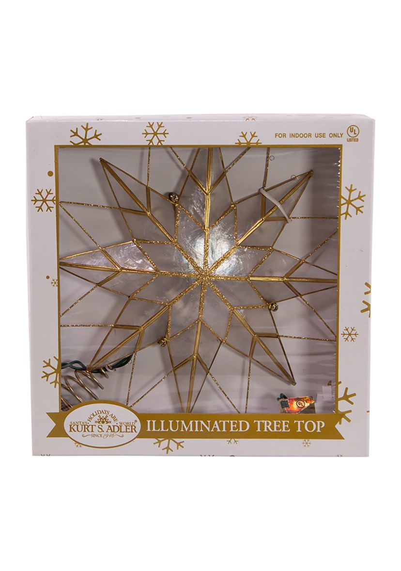 9.65-Inch UL 10-Light 8-Point Capiz Star Lighted Tree Topper