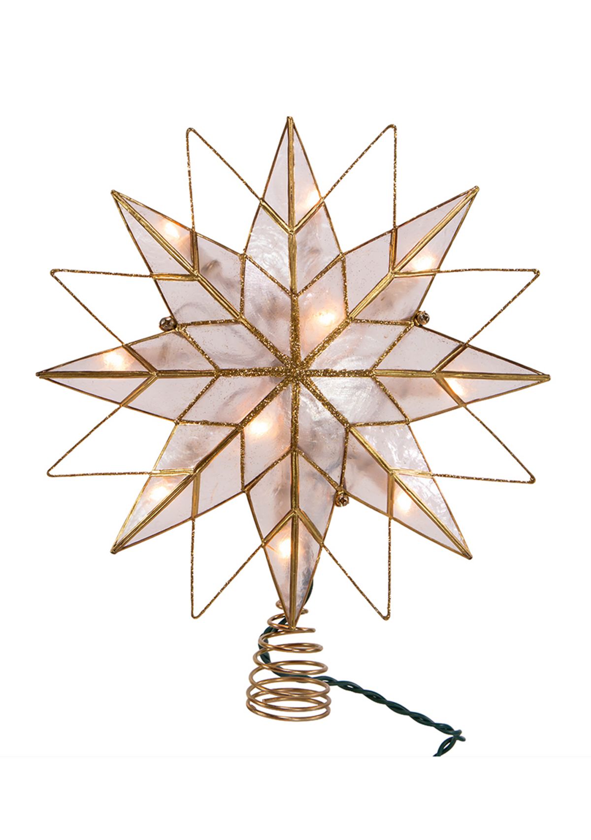 9.65-Inch UL 10-Light 8-Point Capiz Star Lighted Tree Topper