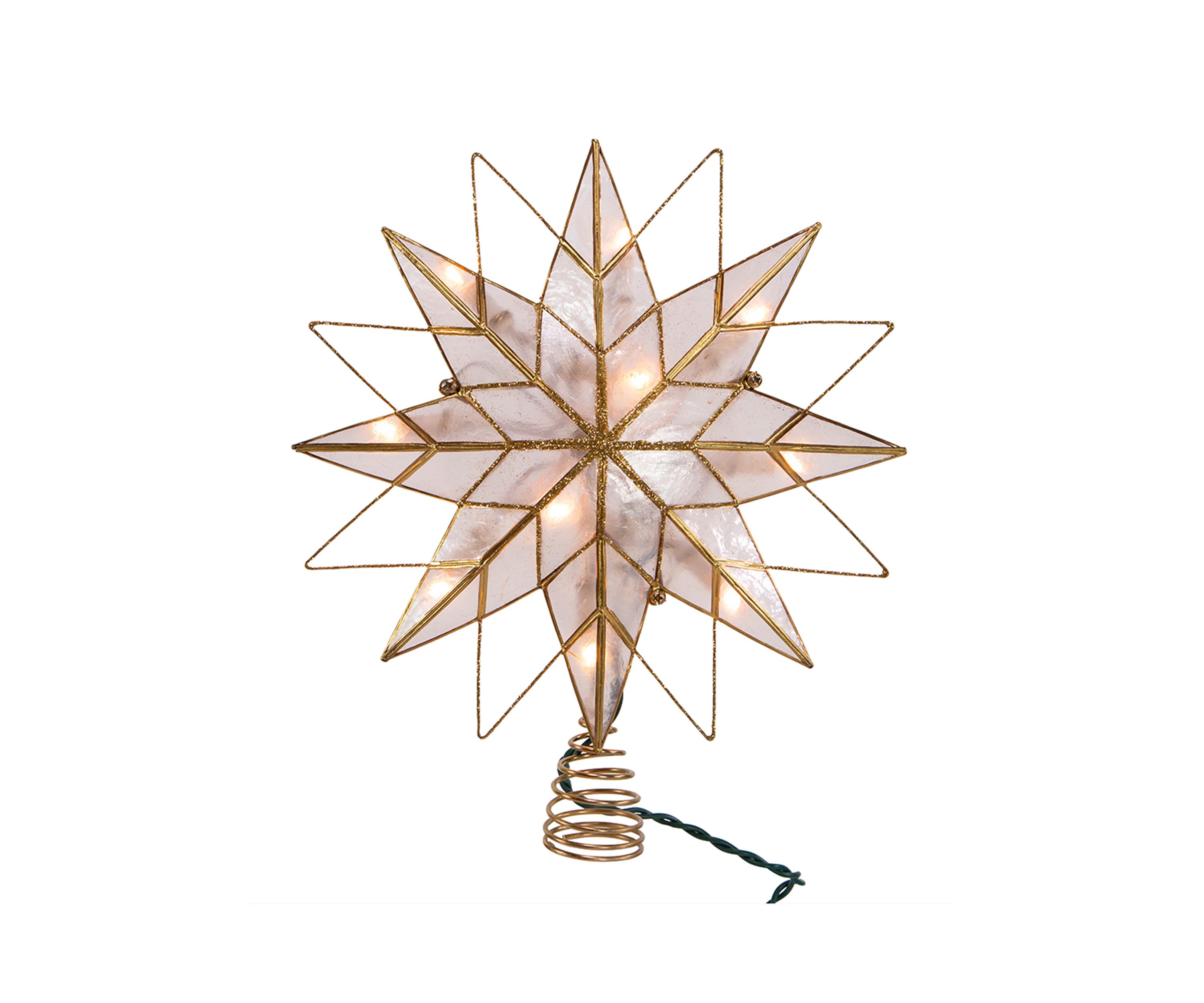 9.65-Inch UL 10-Light 8-Point Capiz Star Lighted Tree Topper