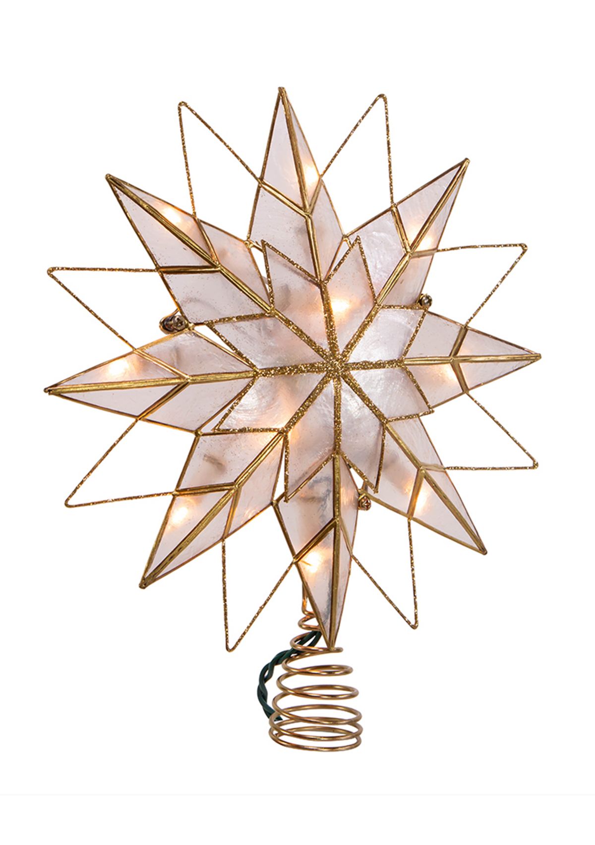 9.65-Inch UL 10-Light 8-Point Capiz Star Lighted Tree Topper