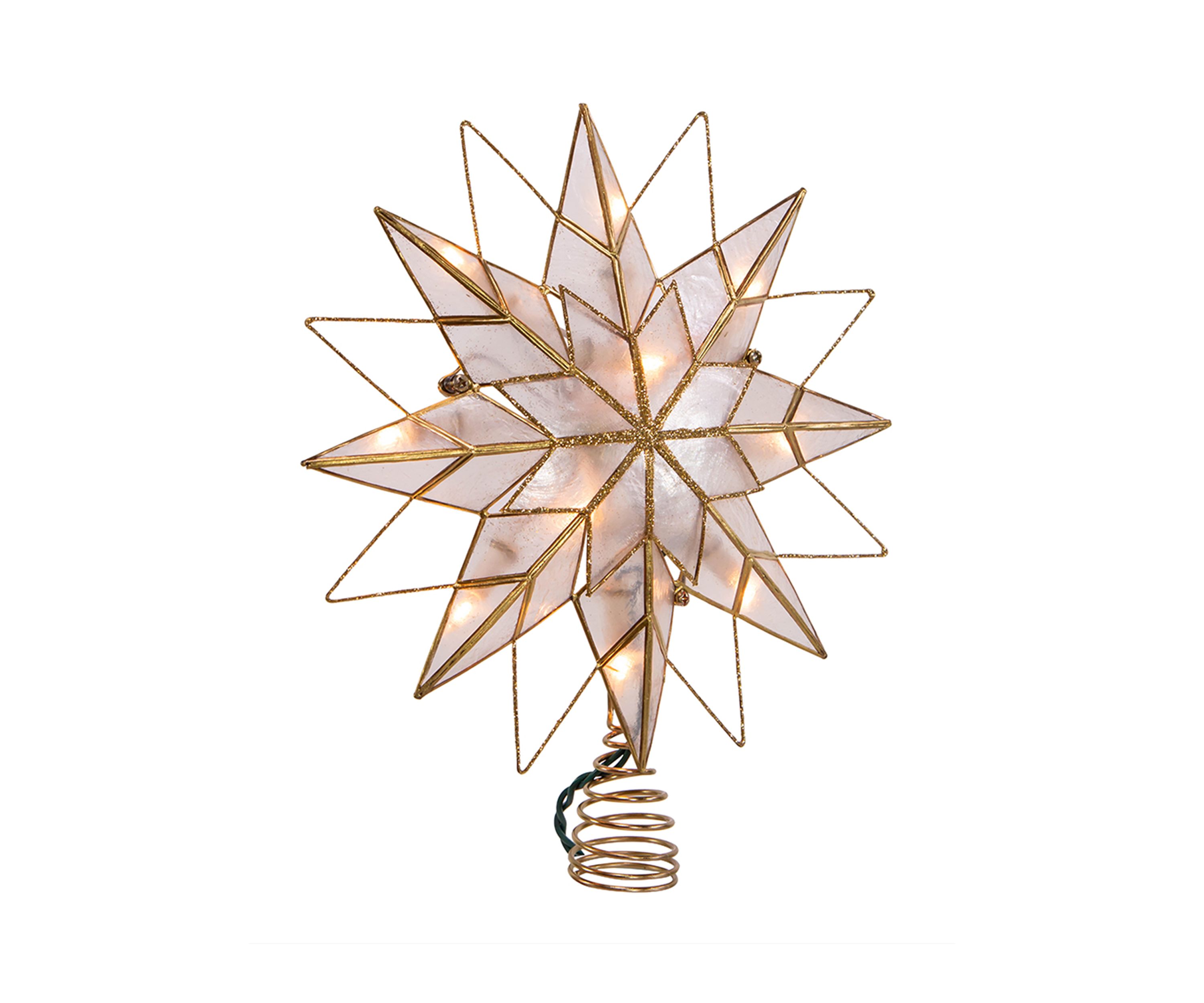 9.65-Inch UL 10-Light 8-Point Capiz Star Lighted Tree Topper