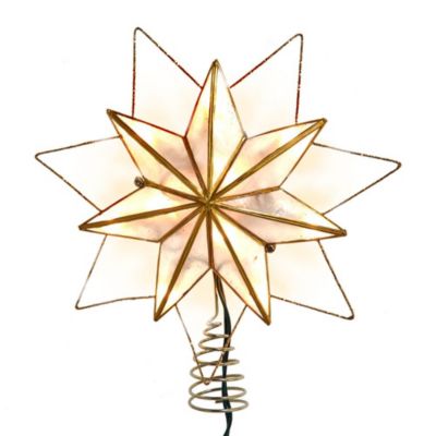 Kurt S. Adler Kurt Adler 9.45-Inch UL 10-Light 7-Point Gold Glittered Capiz Star Tree Topper