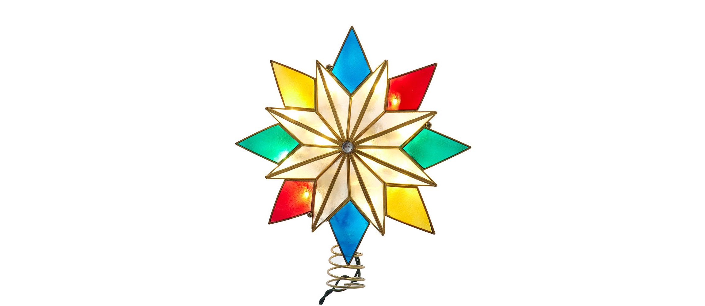Kurt Adler UL 10-Light 8 Point LED Multi Color Capiz Star Tree Topper