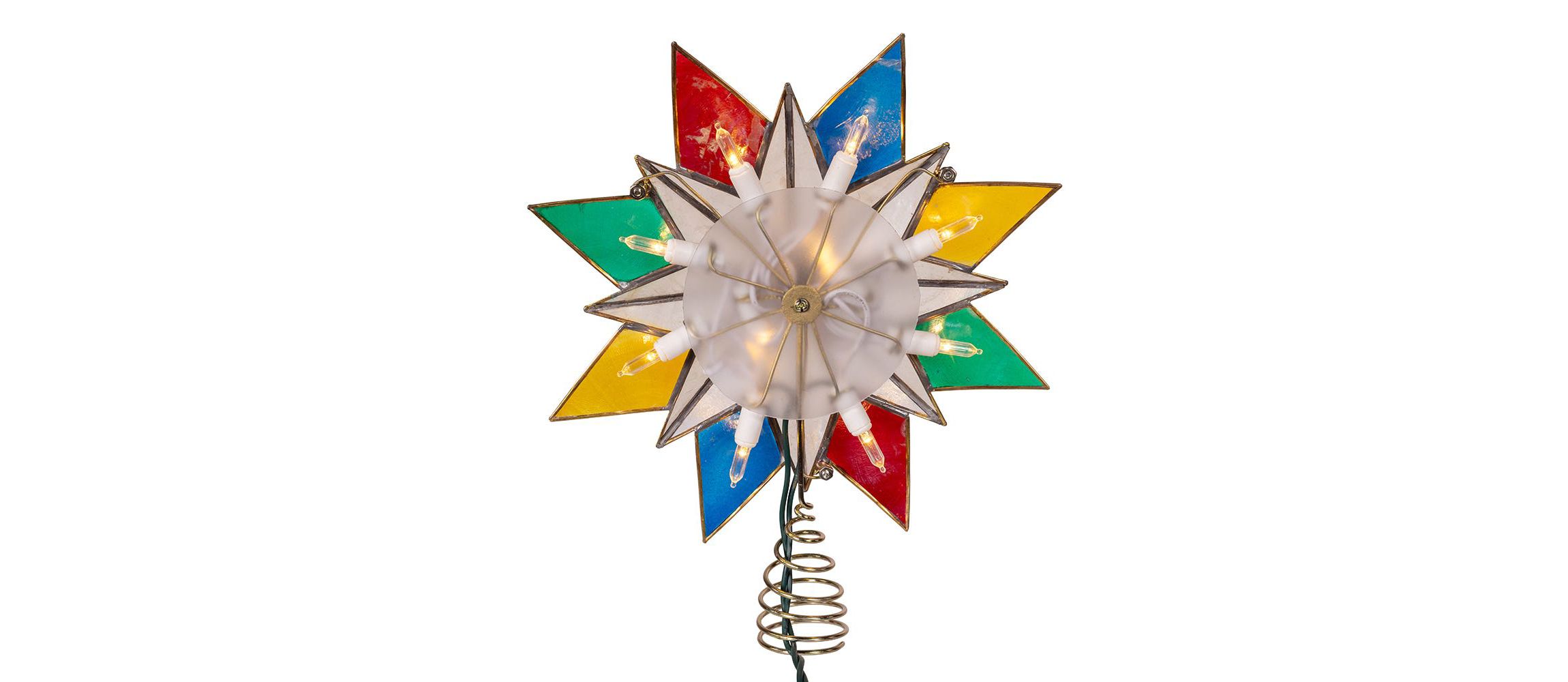 Kurt Adler UL 10-Light 8 Point LED Multi Color Capiz Star Tree Topper