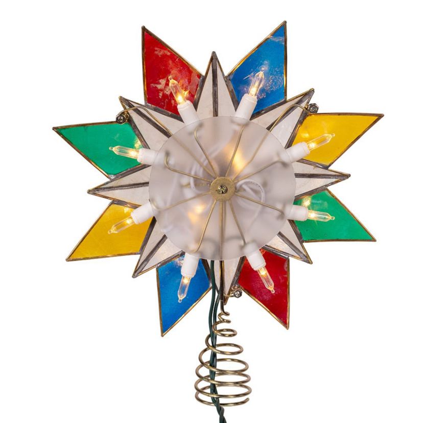 Kurt Adler UL 10-Light 8 Point LED Multi Color Capiz Star Tree Topper
