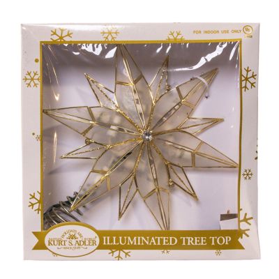 Kurt S. Adler UL 10L 12Point Capiz Star With Gemstone Center Tree Topper