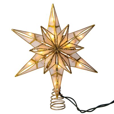 Kurt S. Adler 10.5Inch 10L 6Point Gold Glittered Capiz Star Tree Topper