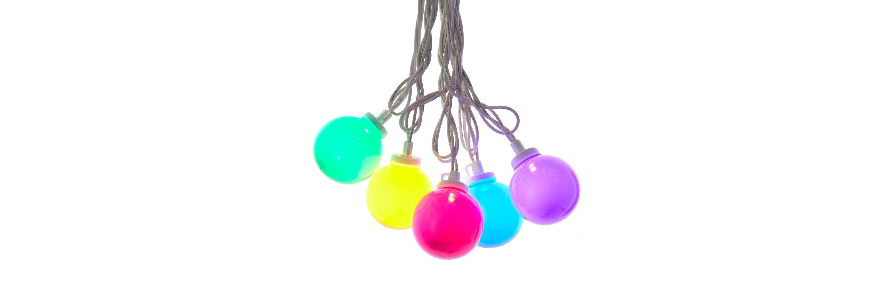 Kurt Adler 11.5-Foot UL 10-Light Multicolor LED Opaque G50 Light Set With White Wire