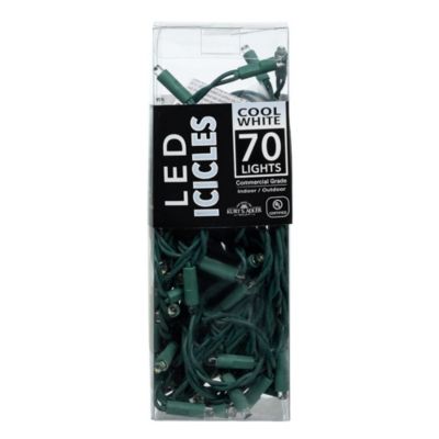 Kurt S. Adler Kurt Adler 70/L 7.5-Foot 5MM Cool White LED Icicle Light Set, Green