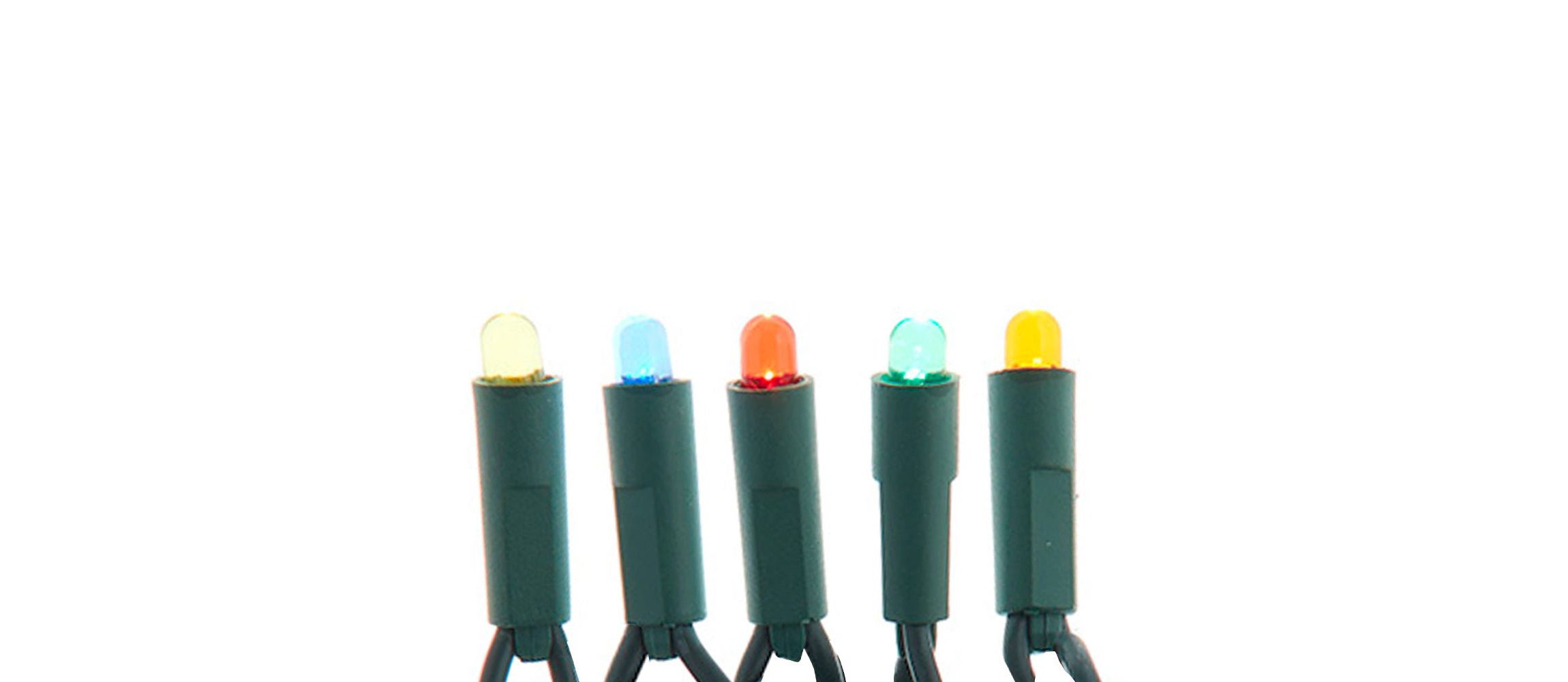 festive 25.5-Foot UL 50-Light Convex Multicolor 5MM LED Green Wire Light Set.