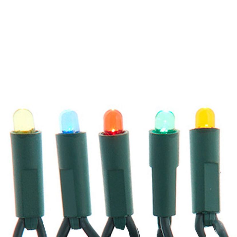 festive 25.5-Foot UL 50-Light Convex Multicolor 5MM LED Green Wire Light Set.