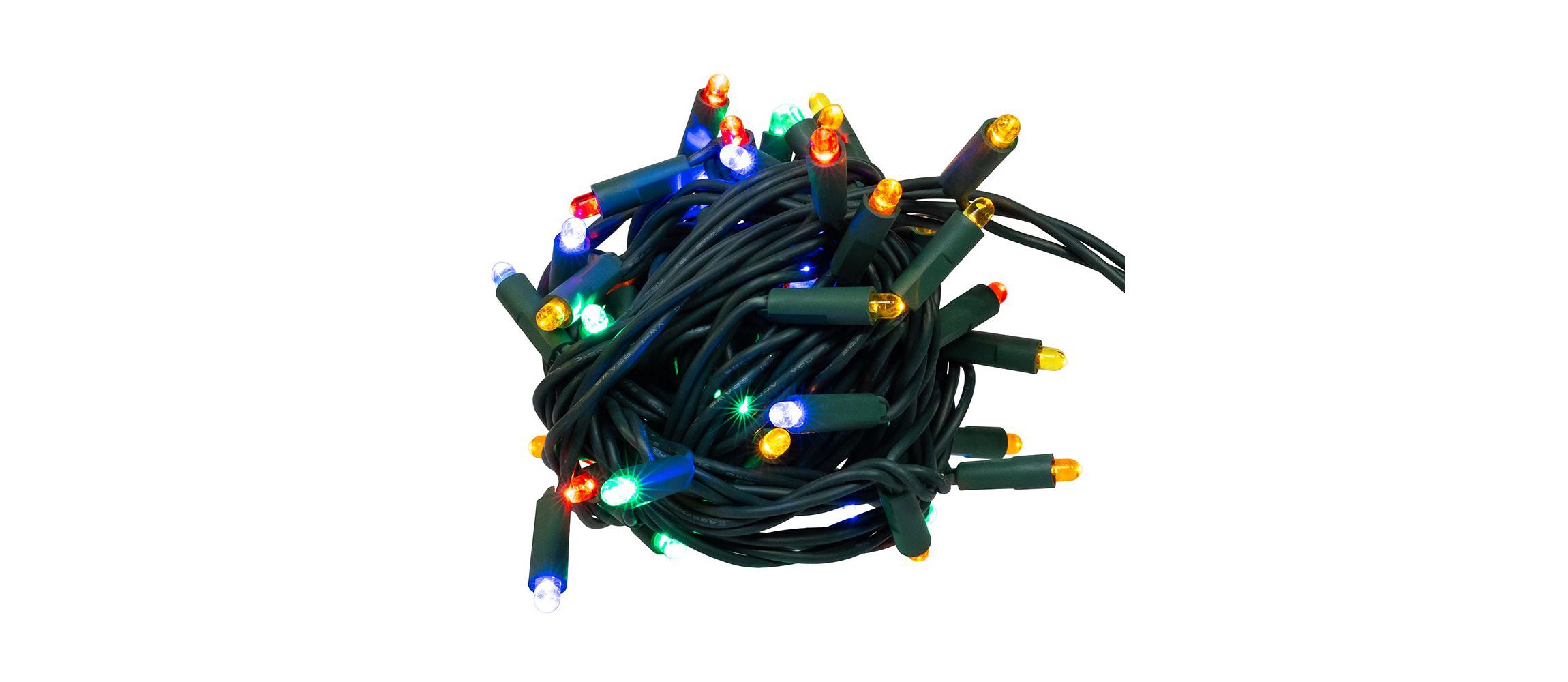 festive 25.5-Foot UL 50-Light Convex Multicolor 5MM LED Green Wire Light Set.