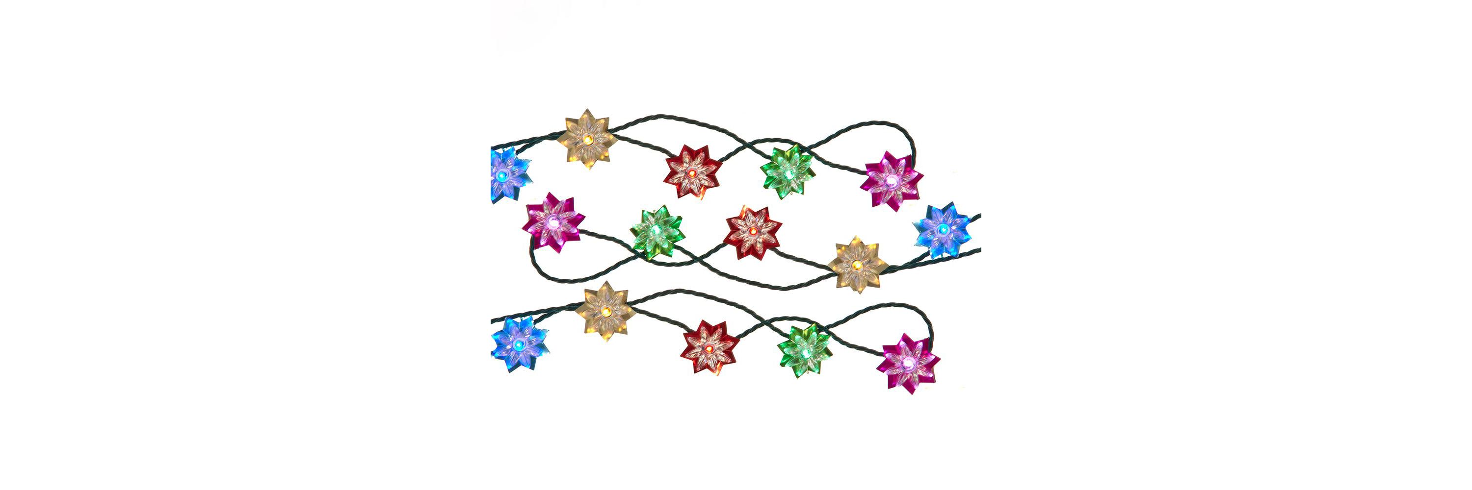 Kurt Adler 15.7-Foot UL 20-Light Multicolor LED Clear Lotus Flower Light Set With Green Wire